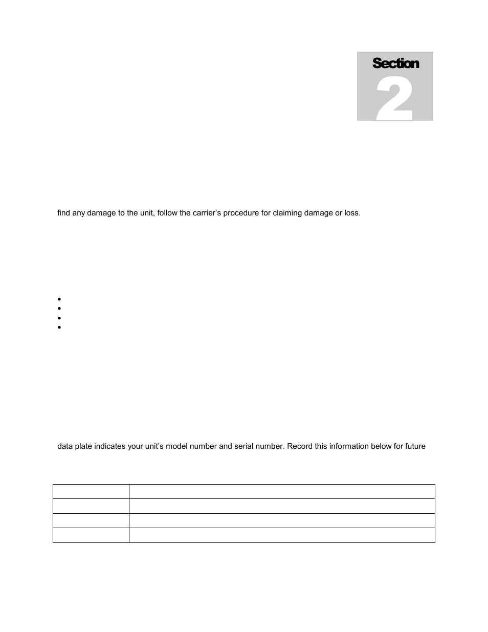 Receiving your unit, Inspection guidelines, Returning shipment | Recording data plate information | Shellab SWB30-2 User Manual | Page 5 / 18