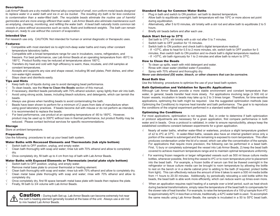 Caution | Shellab 42370-750 User Manual | Page 2 / 2
