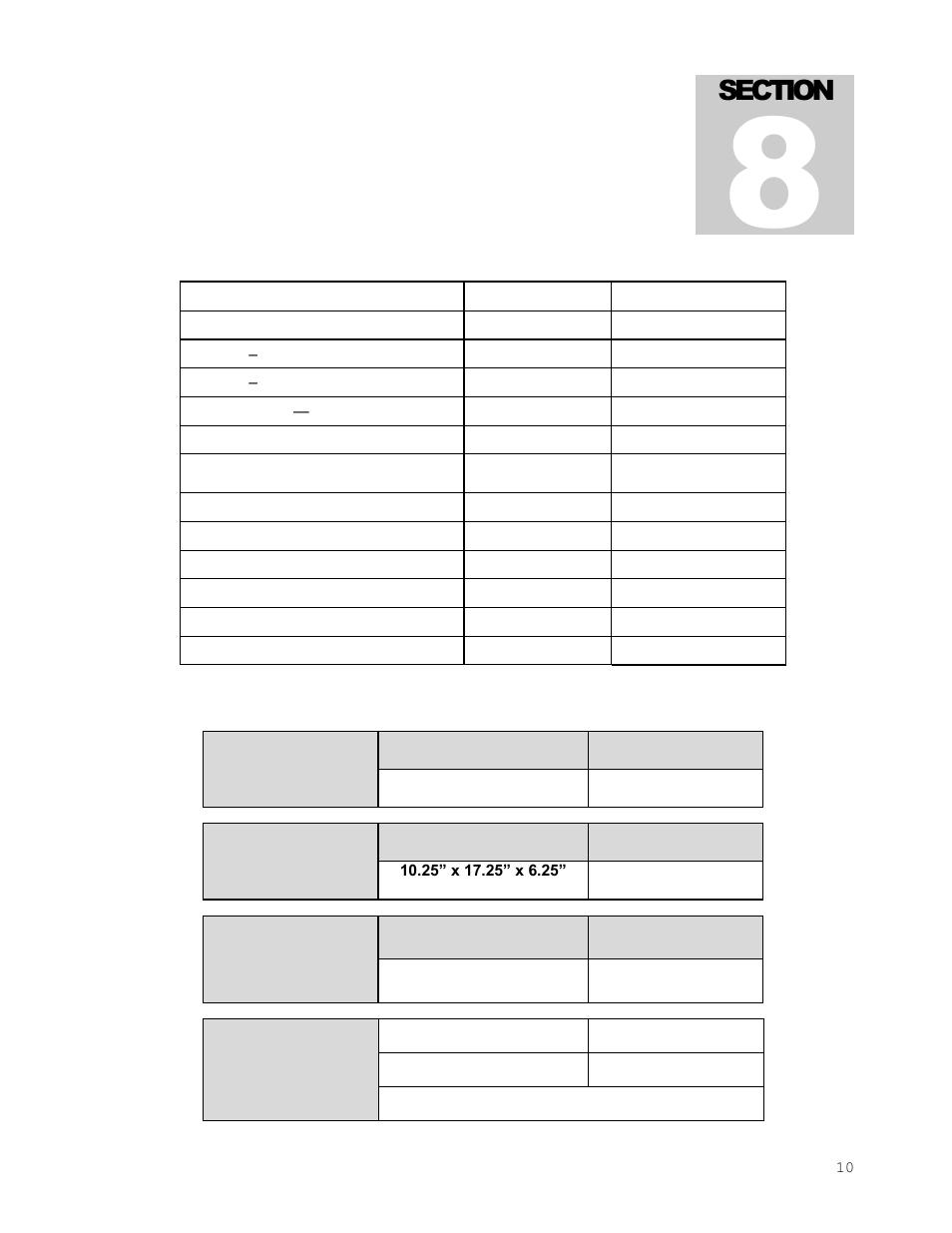 Unit specifications | Shellab CAT180 User Manual | Page 10 / 11