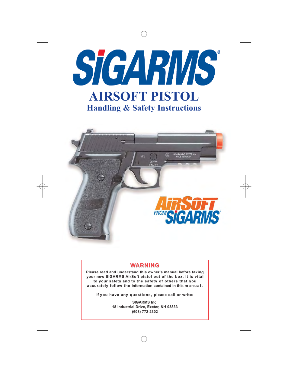 SIG SAUER AIRSOFT PISTOL (Handling & Safety) User Manual | 20 pages