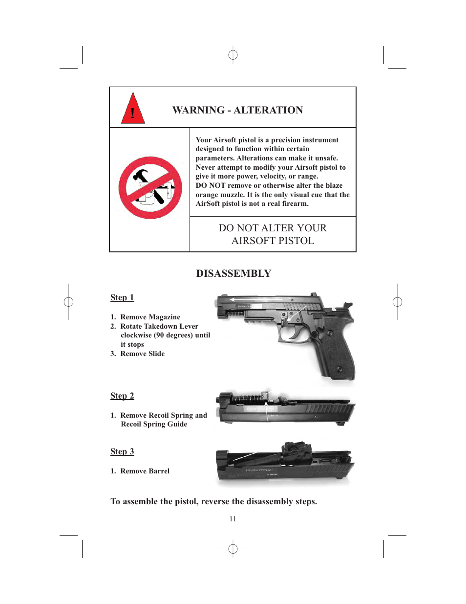 Disassembly | SIG SAUER AIRSOFT PISTOL (Handling & Safety) User Manual | Page 13 / 20