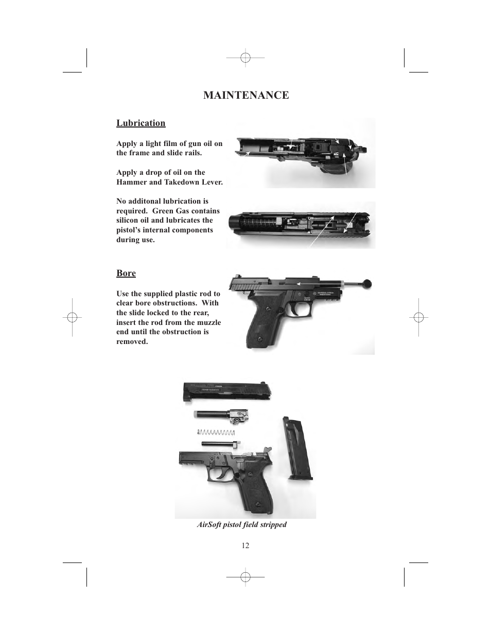 Maintenance | SIG SAUER AIRSOFT PISTOL (Handling & Safety) User Manual | Page 14 / 20