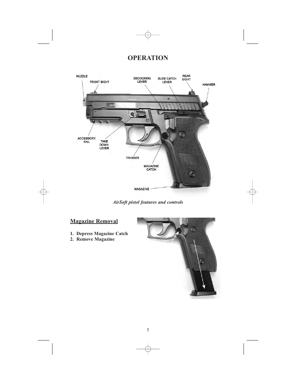 Operation | SIG SAUER AIRSOFT PISTOL (Handling & Safety) User Manual | Page 7 / 20