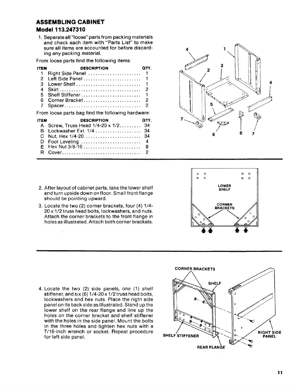 Assembling cabinet model 113.247310, Assembling cabinet (model 113.247310) | Craftsman 113.2472T0 User Manual | Page 11 / 40