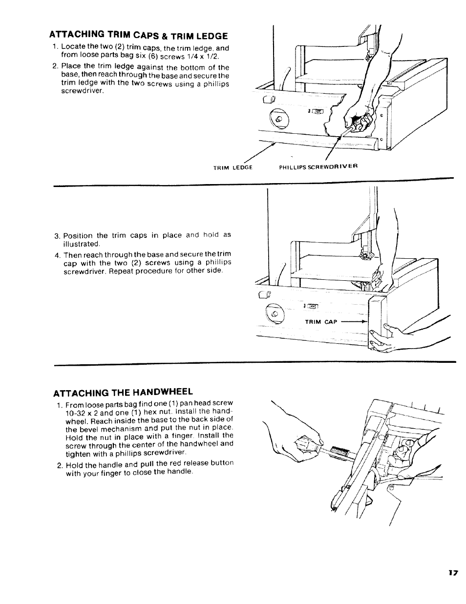 Attaching the handwheel, Attaching handwheel | Craftsman 113.2472T0 User Manual | Page 17 / 40