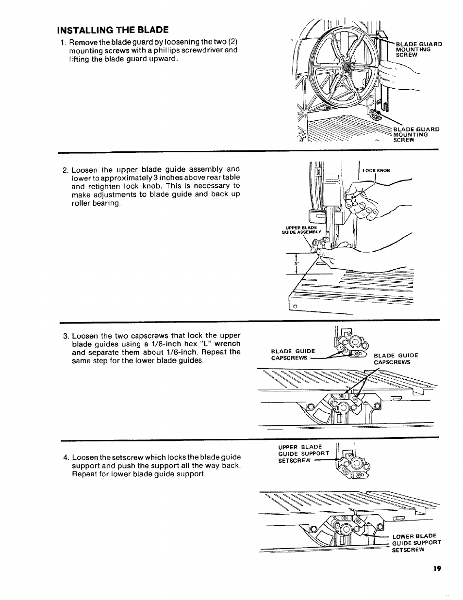 Installing the blade | Craftsman 113.2472T0 User Manual | Page 19 / 40