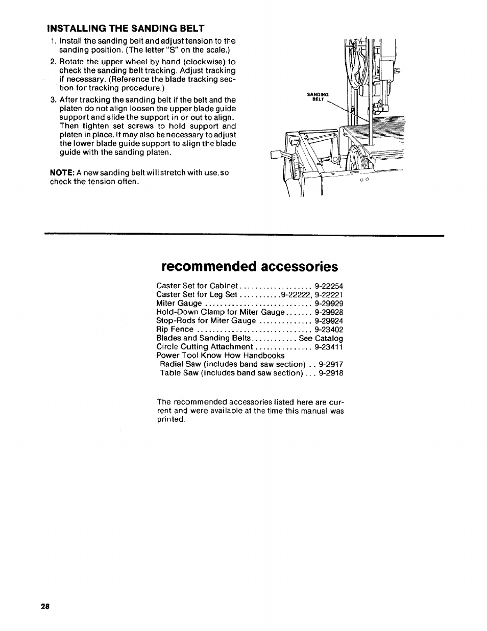 Recommended accessories | Craftsman 113.2472T0 User Manual | Page 28 / 40
