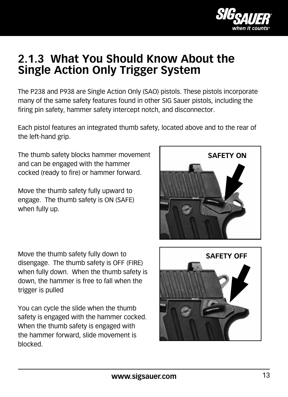 SIG SAUER P938P User Manual | Page 13 / 68