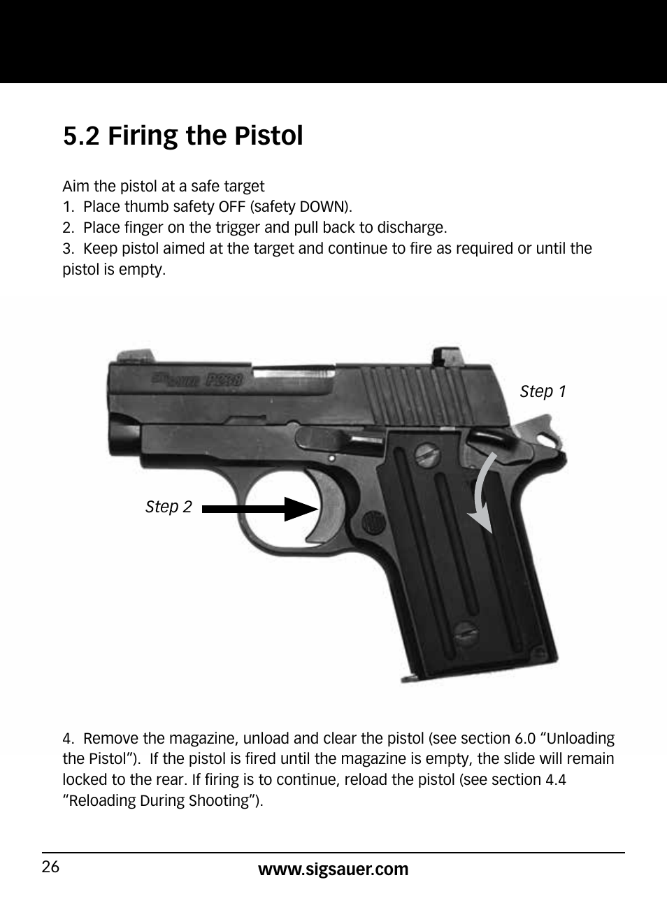 2 firing the pistol | SIG SAUER P938P User Manual | Page 26 / 68