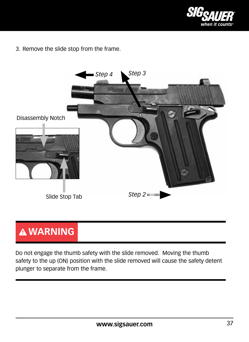 Warning | SIG SAUER P938P User Manual | Page 37 / 68
