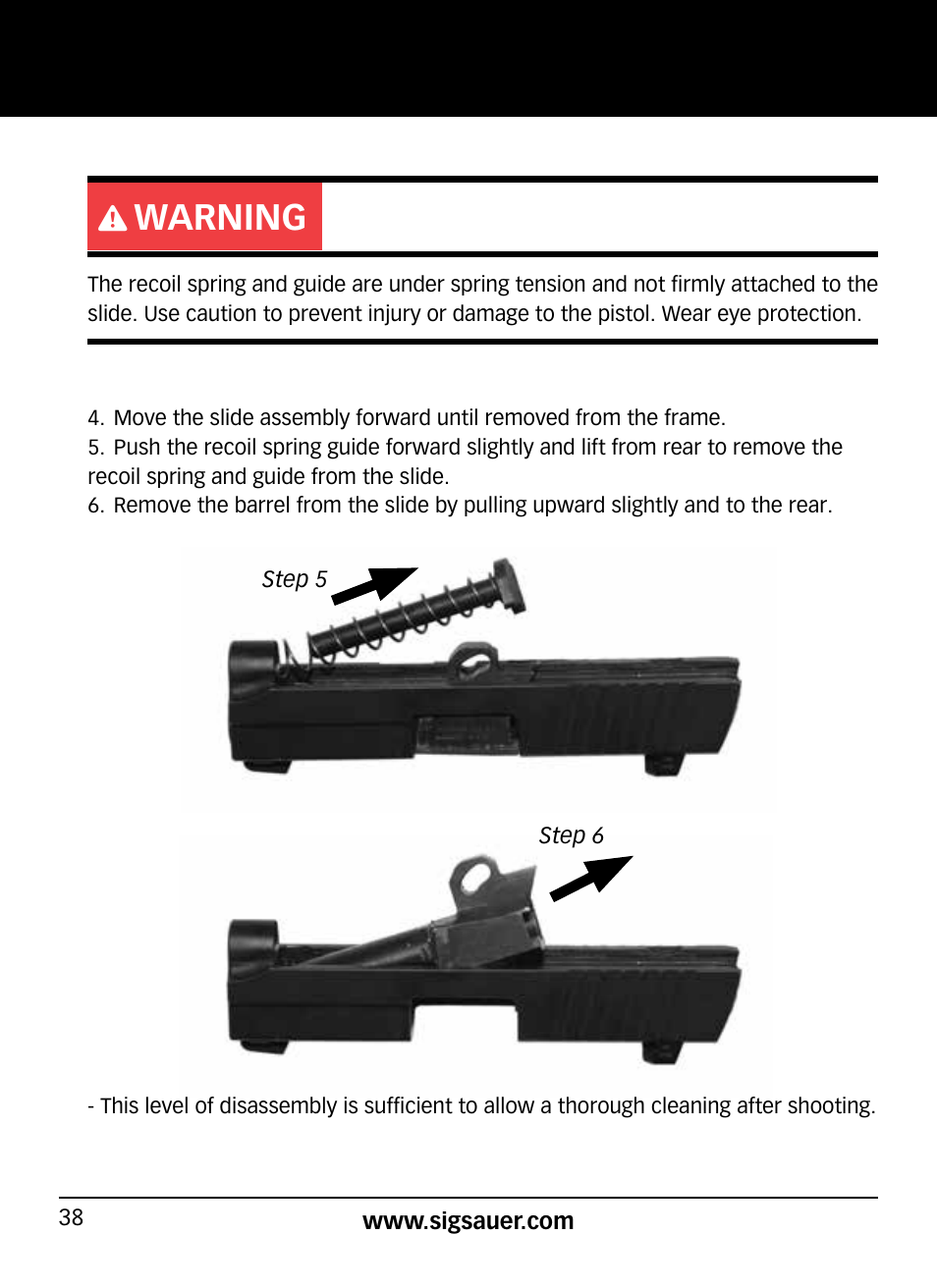Warning | SIG SAUER P938P User Manual | Page 38 / 68