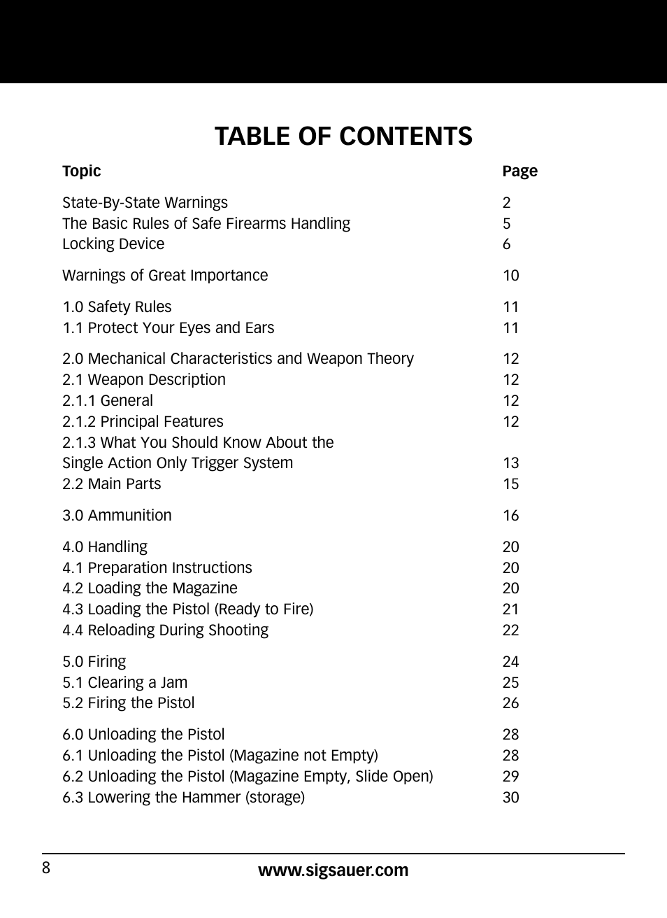 SIG SAUER P938P User Manual | Page 8 / 68