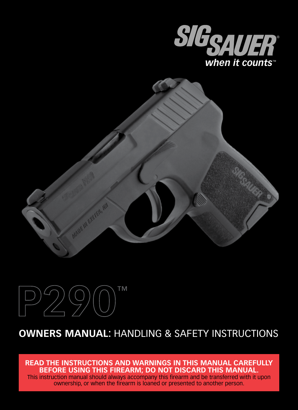 SIG SAUER P290 User Manual | 68 pages