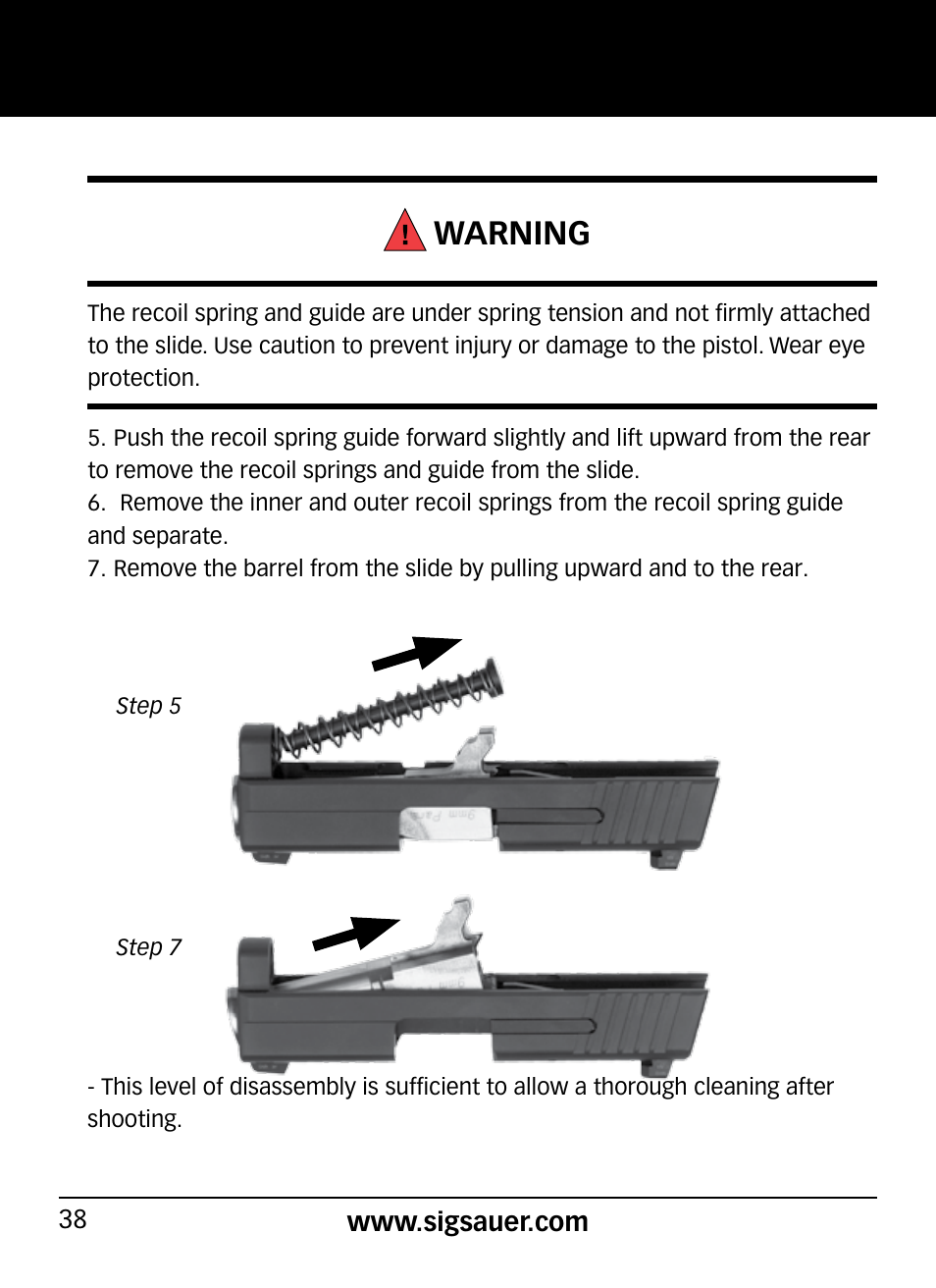 Warning | SIG SAUER P290 User Manual | Page 38 / 68