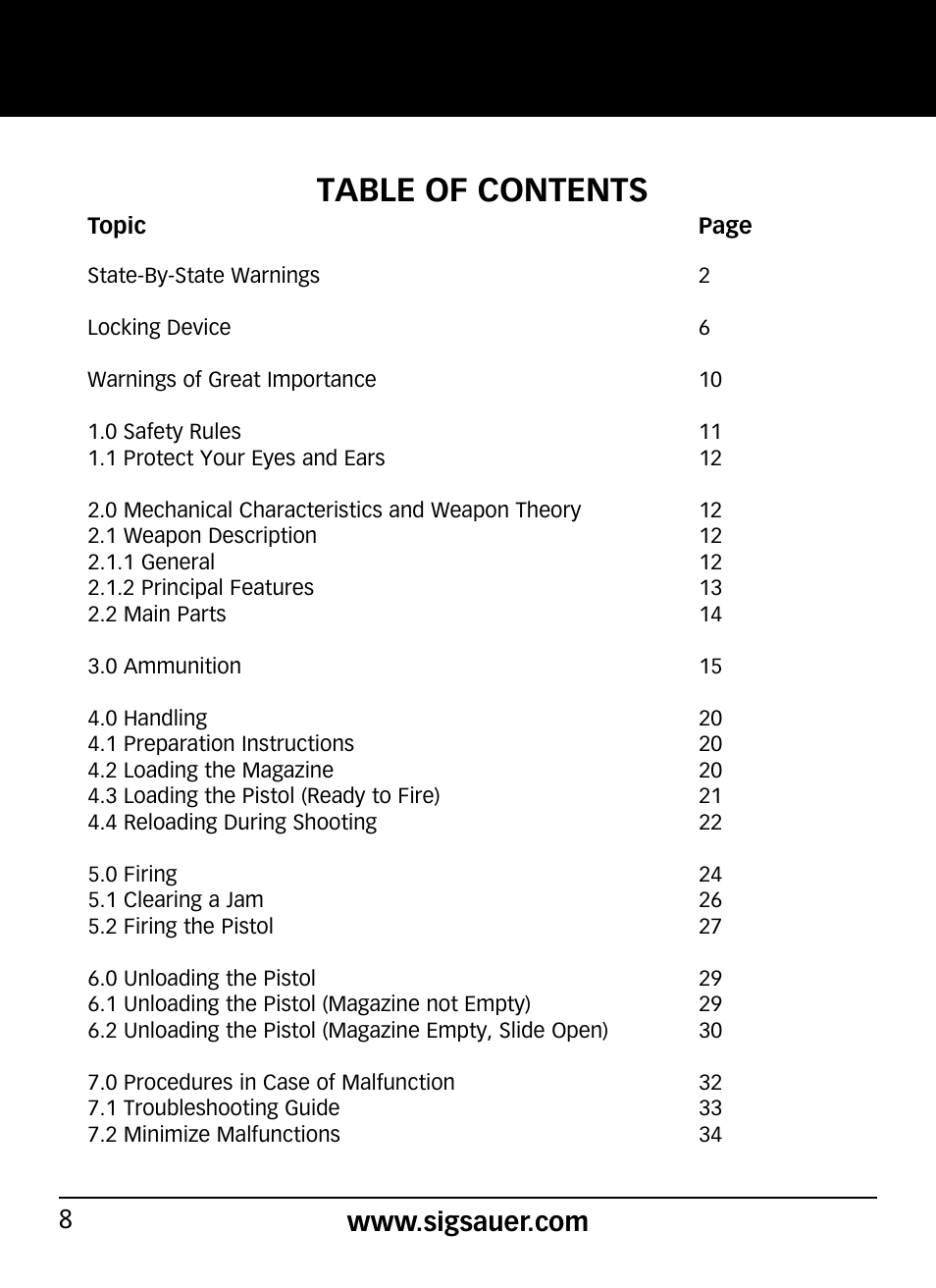 SIG SAUER P290 User Manual | Page 8 / 68