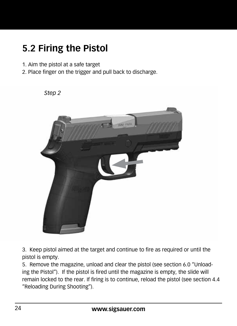 2 firing the pistol | SIG SAUER P320 User Manual | Page 24 / 68