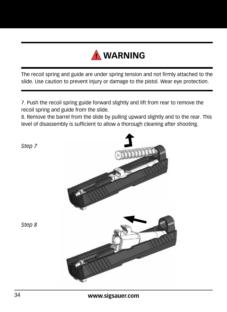 Warning | SIG SAUER P320 User Manual | Page 34 / 68