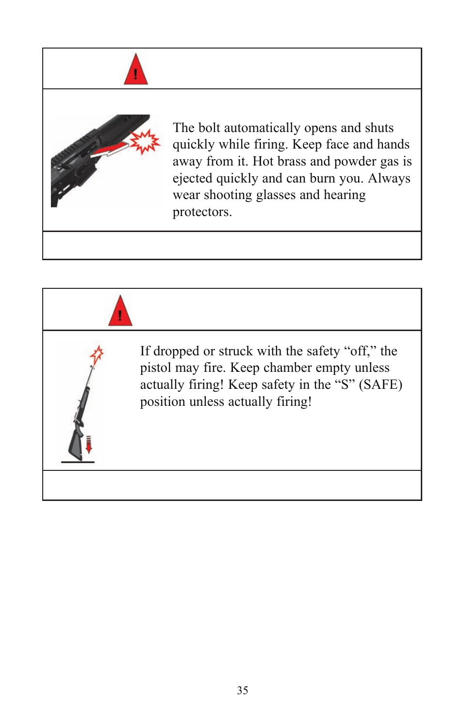 Warning - firing, Warning - handling | SIG SAUER P556 User Manual | Page 35 / 60