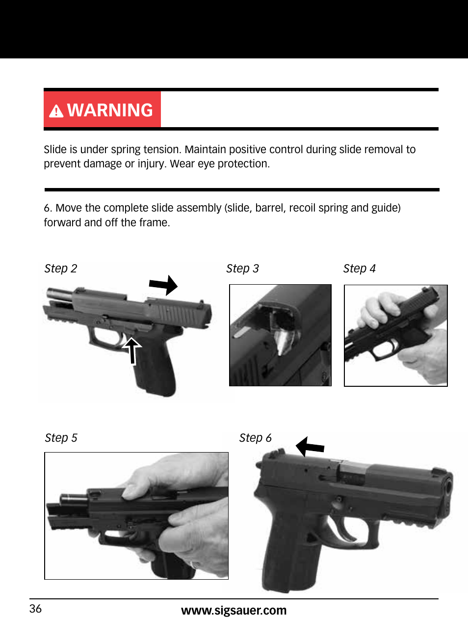 Warning | SIG SAUER SP2022/SP2022М User Manual | Page 36 / 64