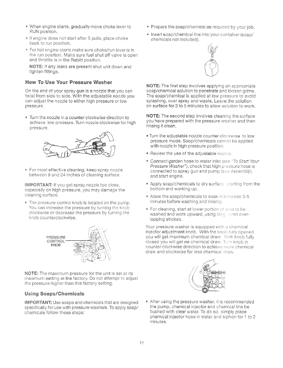 How to use your pressure washer, Using soaps/chemicals | Craftsman 919.762500 User Manual | Page 11 / 56