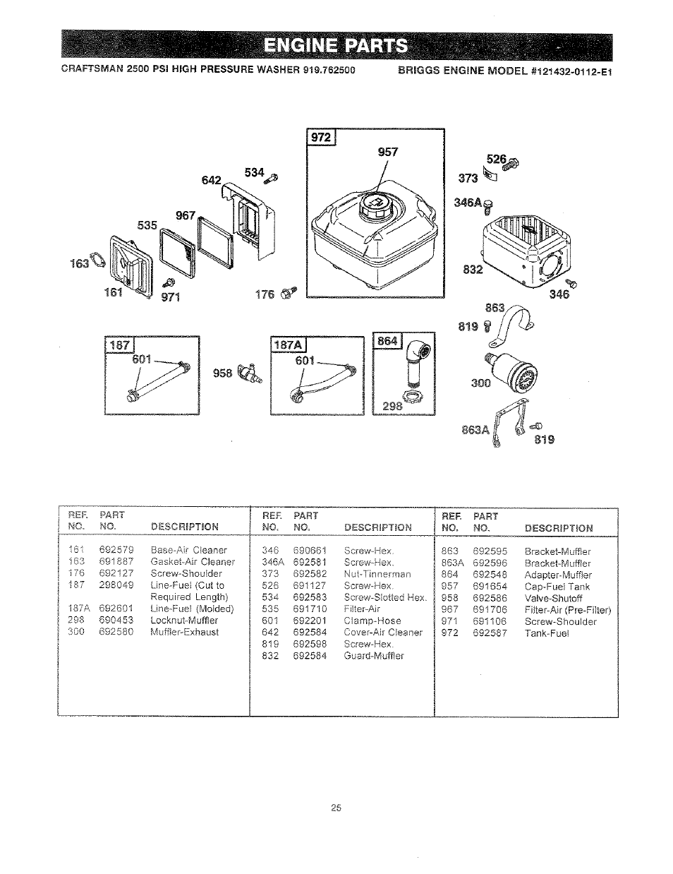 863af, Enginl pärts | Craftsman 919.762500 User Manual | Page 25 / 56