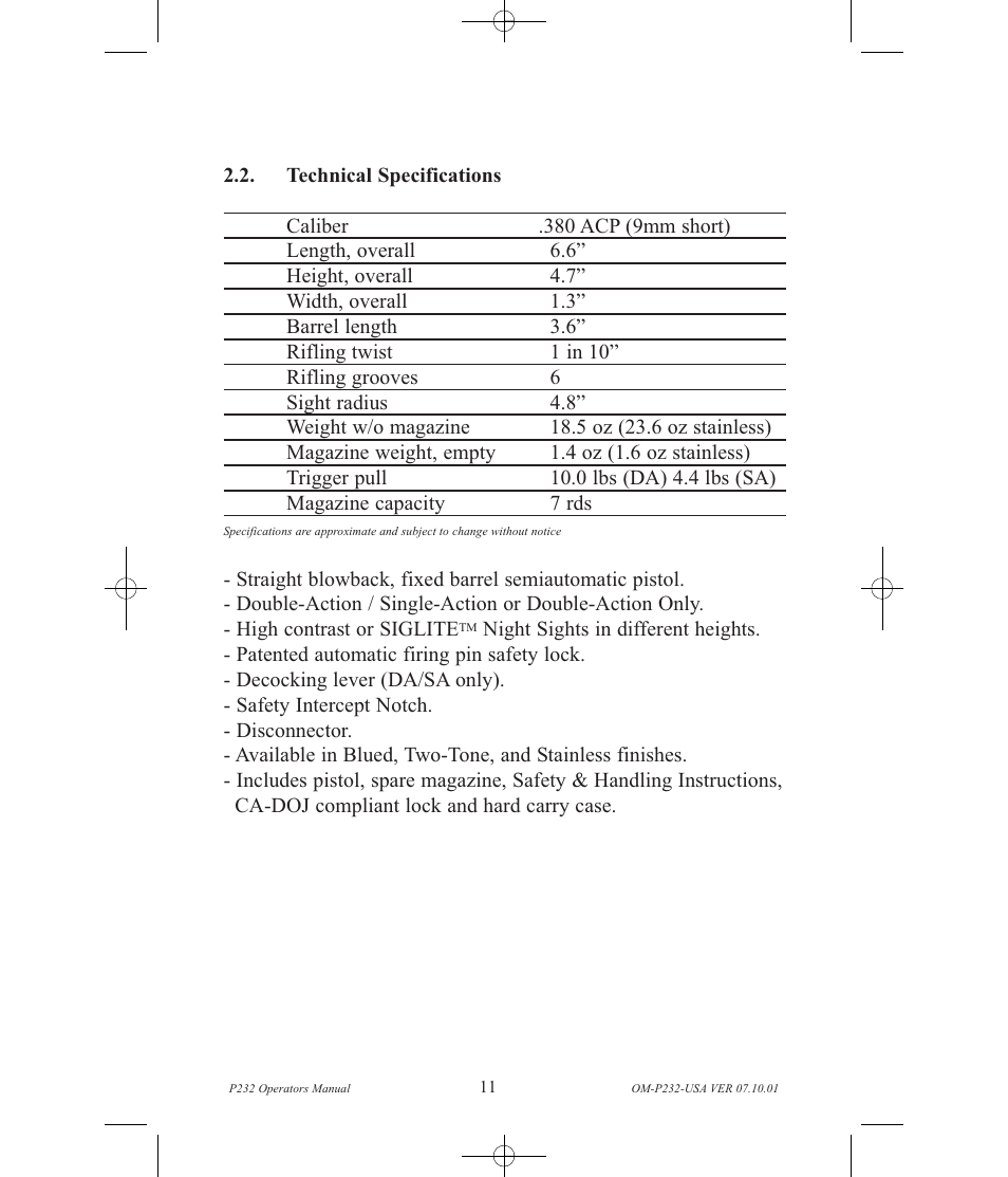SIG SAUER P232 User Manual | Page 13 / 48