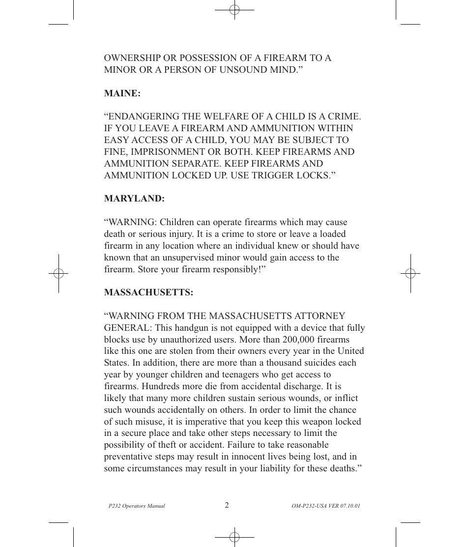 SIG SAUER P232 User Manual | Page 4 / 48