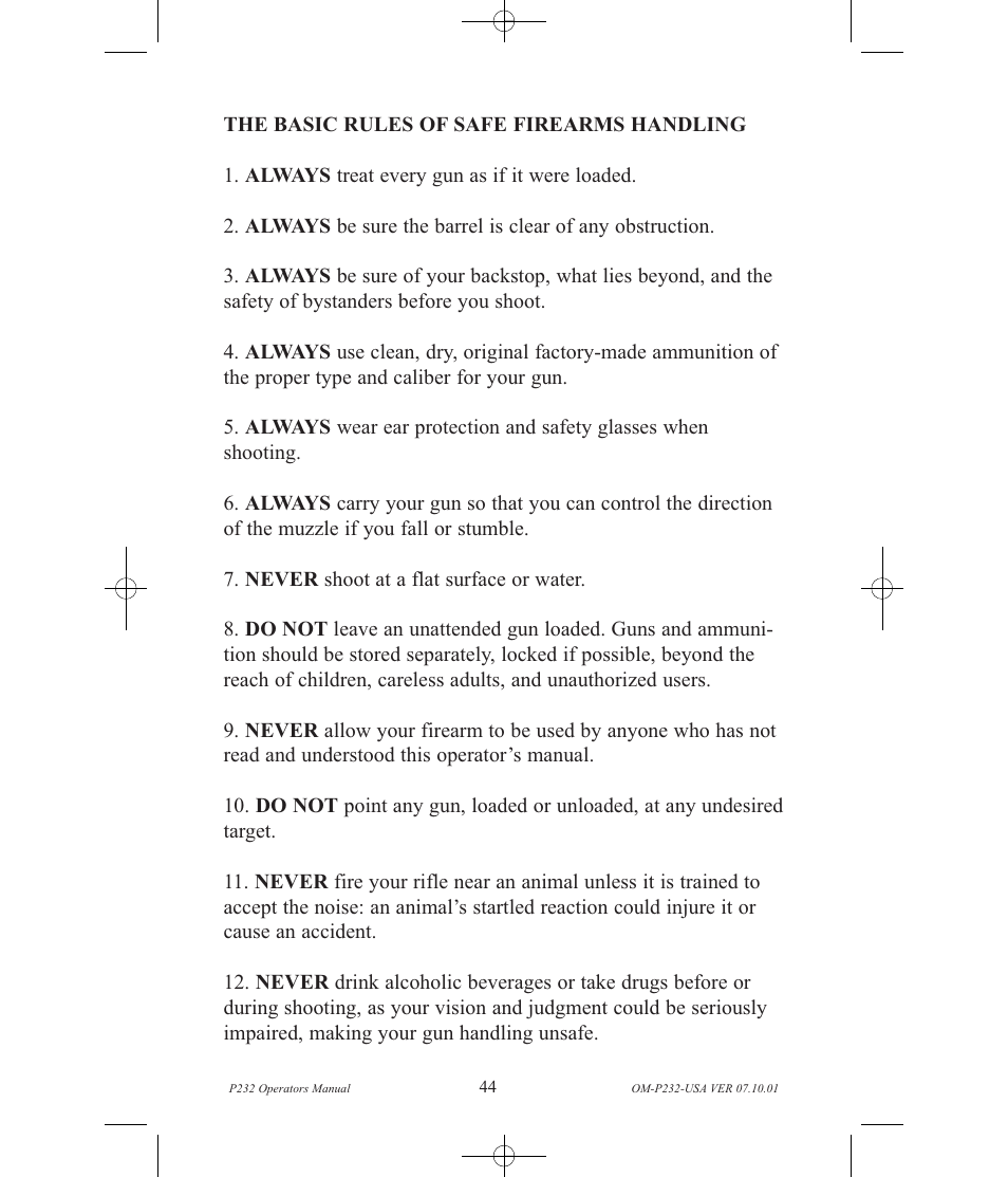 SIG SAUER P232 User Manual | Page 46 / 48