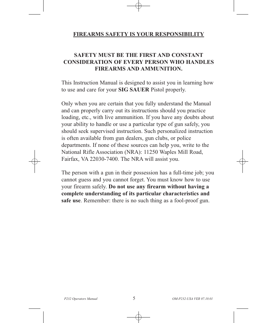 SIG SAUER P232 User Manual | Page 7 / 48