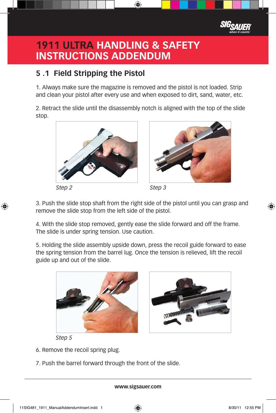 SIG SAUER 1911 Ultra Addendum User Manual | 2 pages