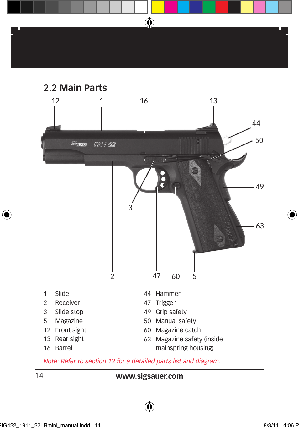 2 main parts | SIG SAUER 1911 .22LR User Manual | Page 14 / 64