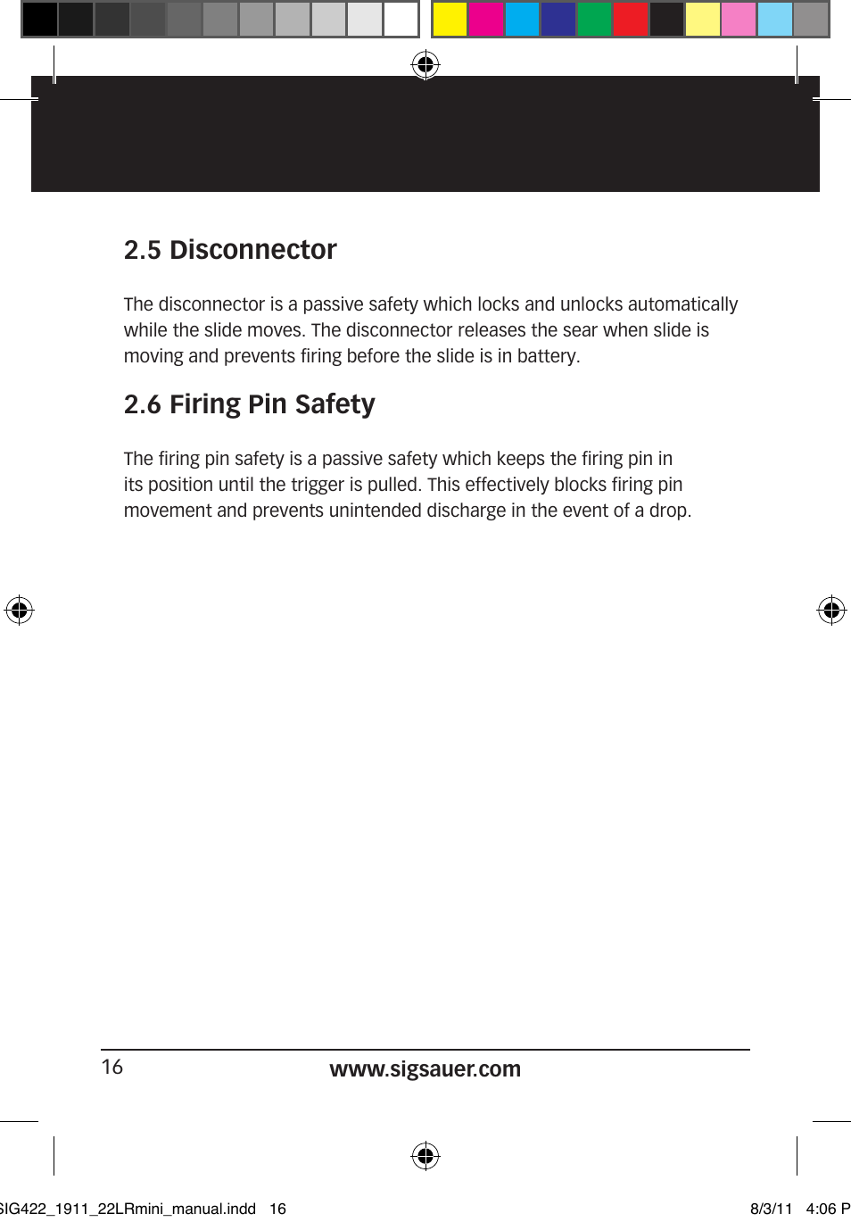 5 disconnector, 6 firing pin safety | SIG SAUER 1911 .22LR User Manual | Page 16 / 64