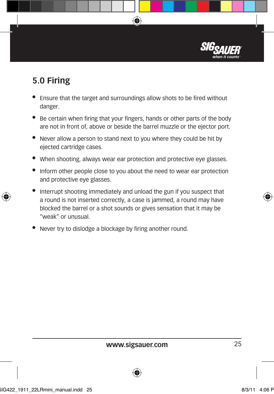 0 firing | SIG SAUER 1911 .22LR User Manual | Page 25 / 64