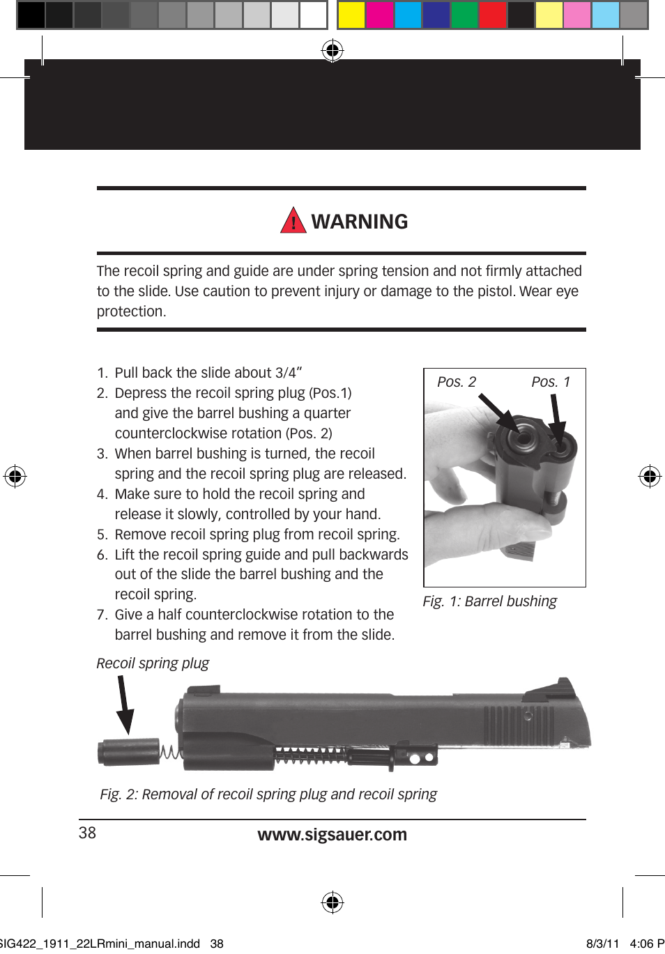 Warning | SIG SAUER 1911 .22LR User Manual | Page 38 / 64