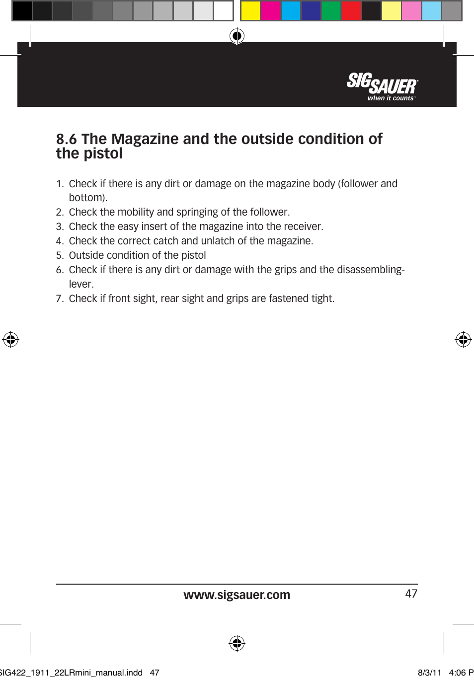 SIG SAUER 1911 .22LR User Manual | Page 47 / 64