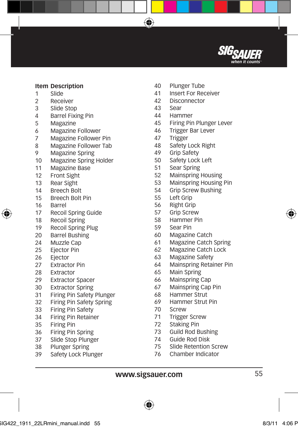 SIG SAUER 1911 .22LR User Manual | Page 55 / 64