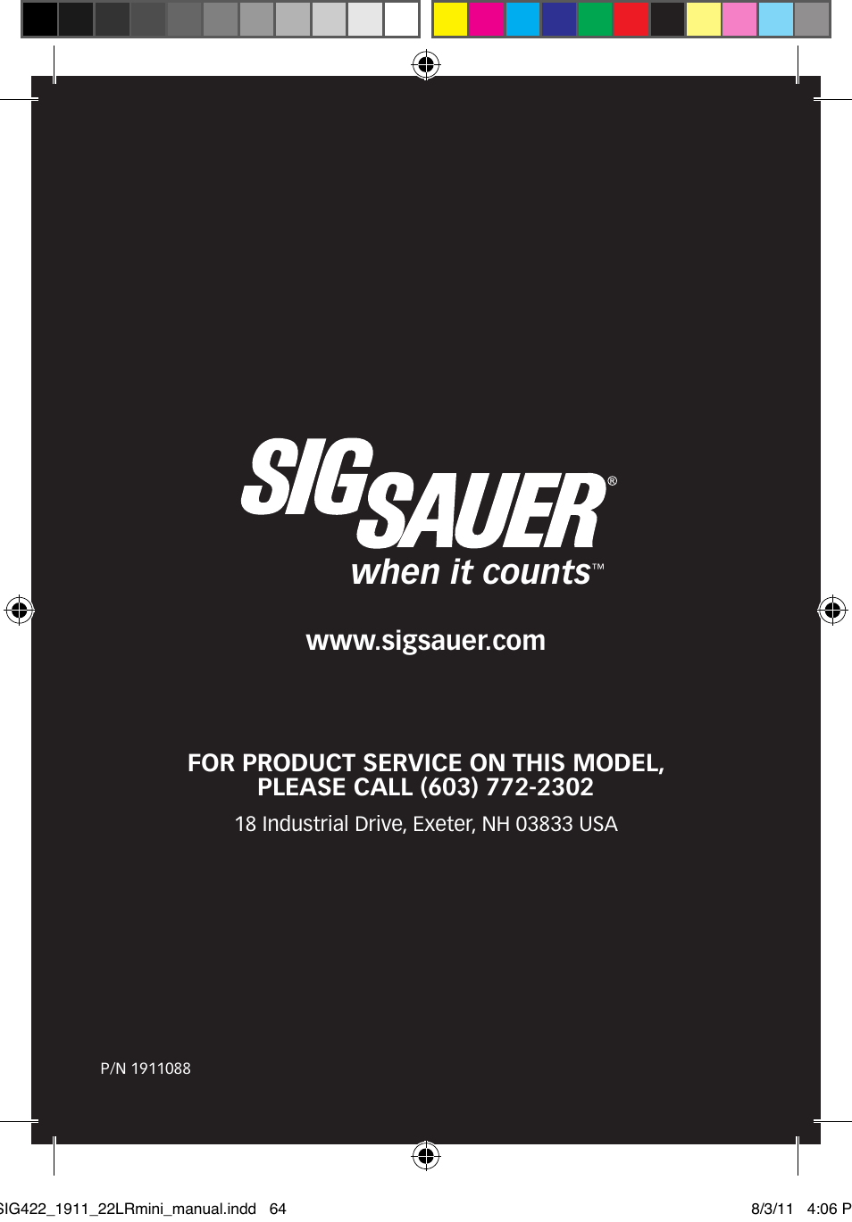 When it counts | SIG SAUER 1911 .22LR User Manual | Page 64 / 64