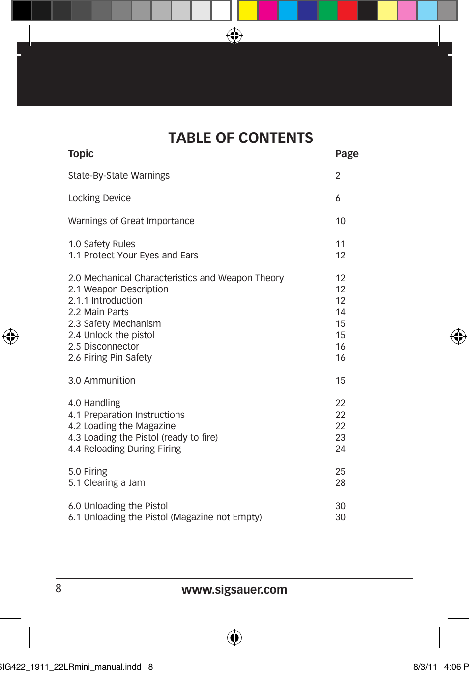 SIG SAUER 1911 .22LR User Manual | Page 8 / 64