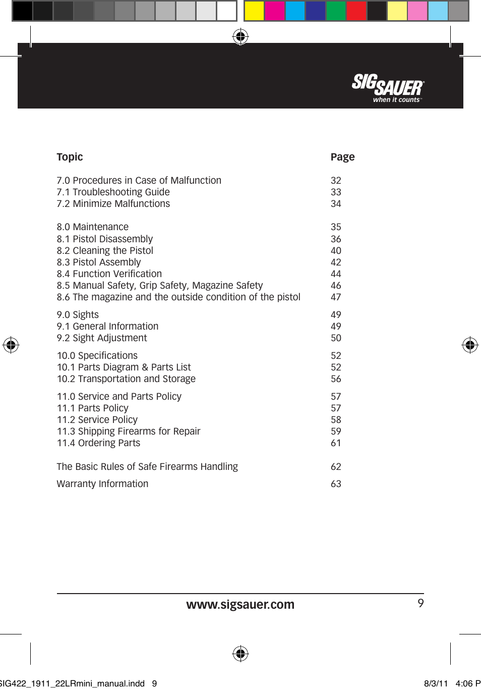 SIG SAUER 1911 .22LR User Manual | Page 9 / 64