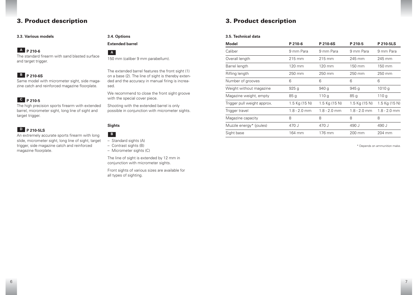 Product description | SIG SAUER P210 User Manual | Page 11 / 20