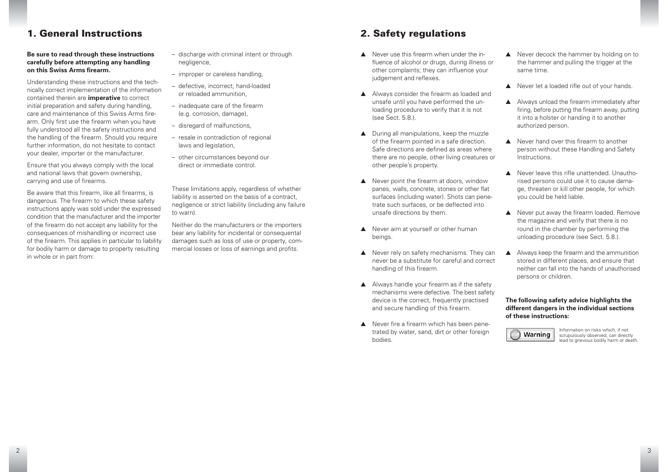Safety regulations 1. general instructions | SIG SAUER P210 User Manual | Page 7 / 20