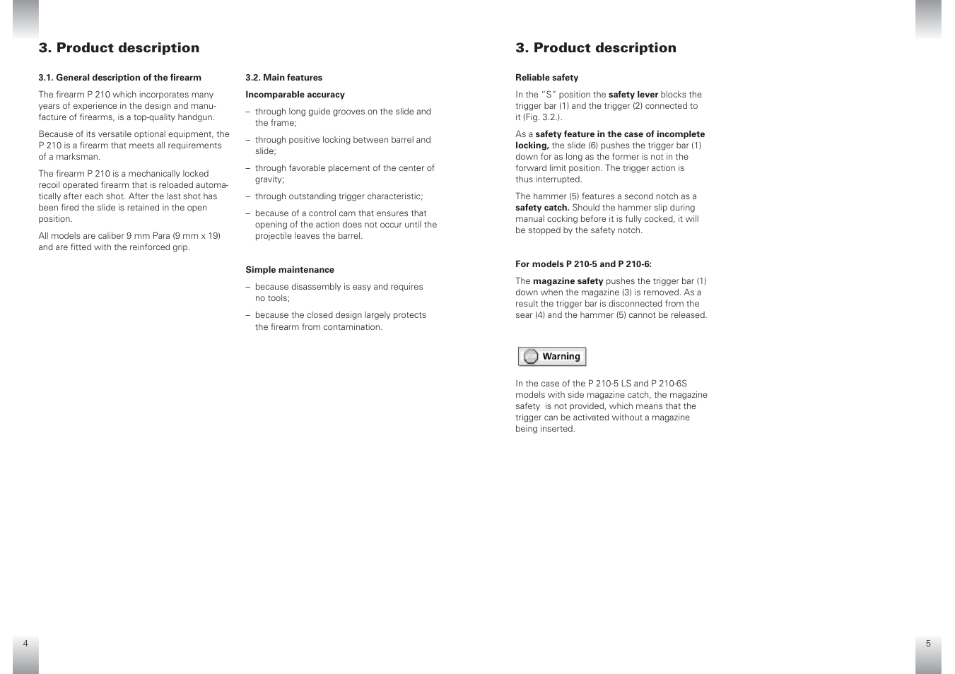 Product description | SIG SAUER P210 User Manual | Page 8 / 20