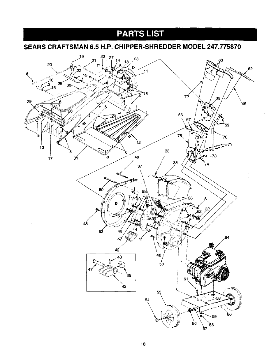 Parts list | Craftsman 247.775870 User Manual | Page 18 / 25