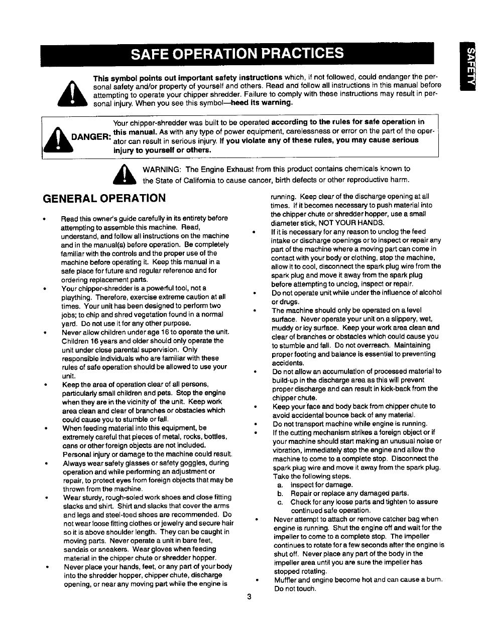 Safe operation practices, General operation | Craftsman 247.775870 User Manual | Page 3 / 25