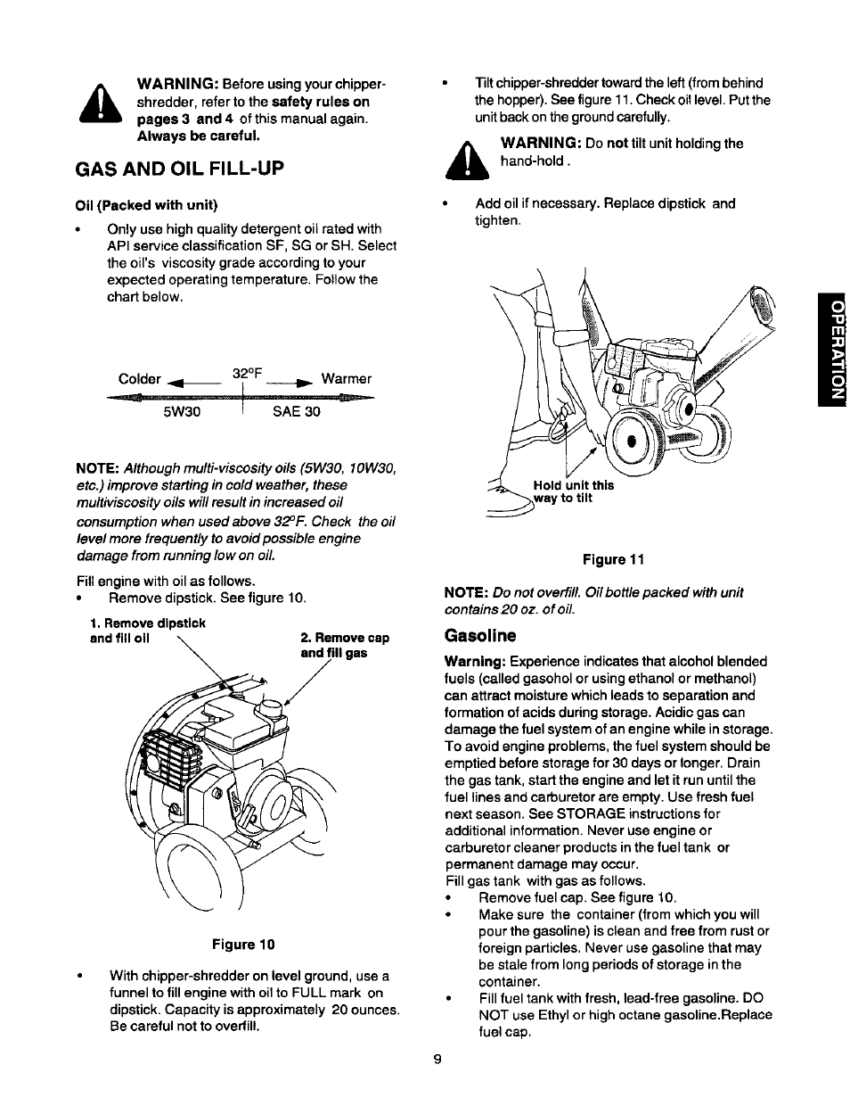 Gas and oil fill-up | Craftsman 247.775870 User Manual | Page 9 / 25