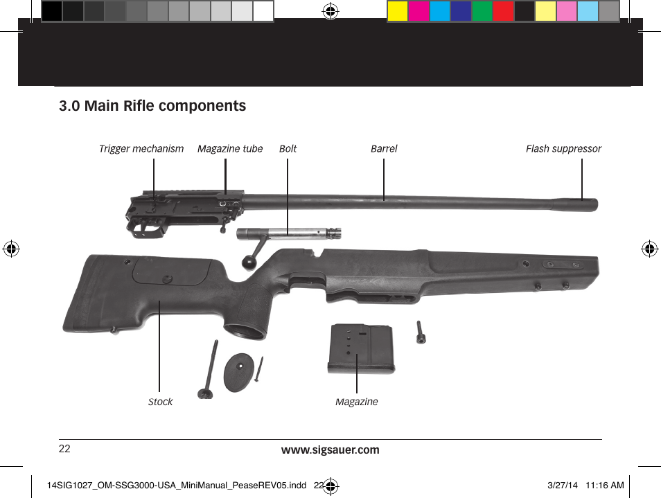 0 main rifle components | SIG SAUER SSG 3000 User Manual | Page 22 / 72