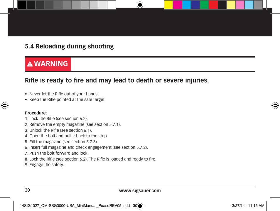 Warning | SIG SAUER SSG 3000 User Manual | Page 30 / 72