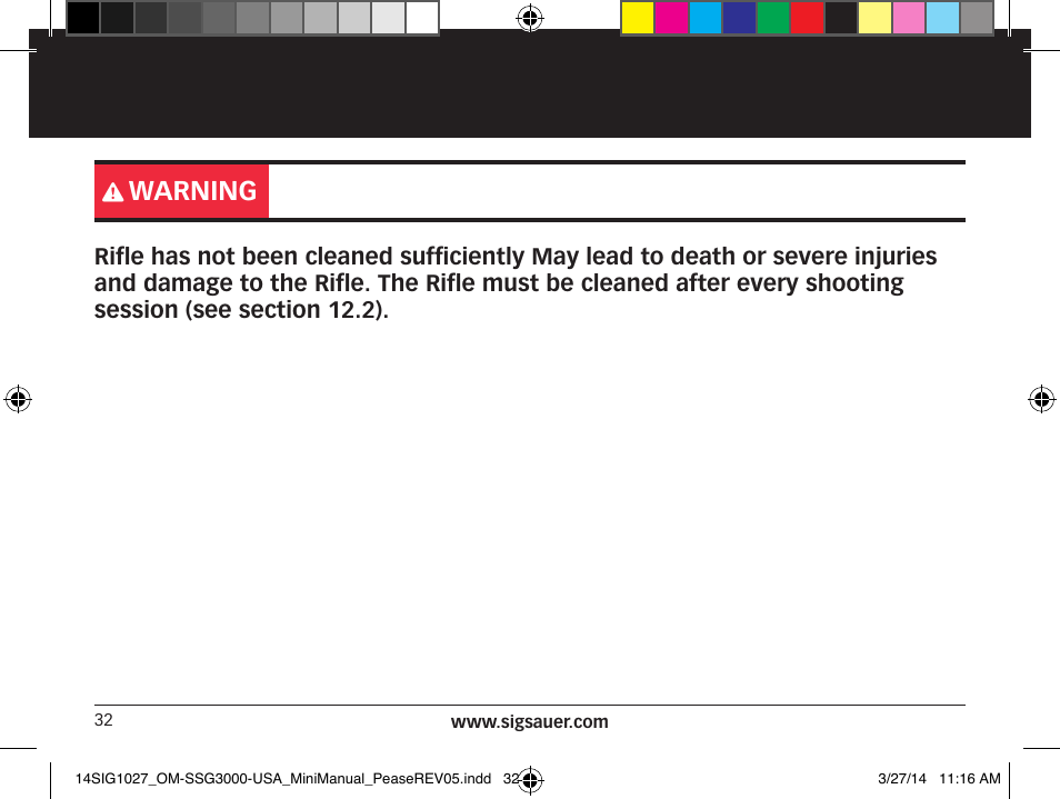 Warning | SIG SAUER SSG 3000 User Manual | Page 32 / 72
