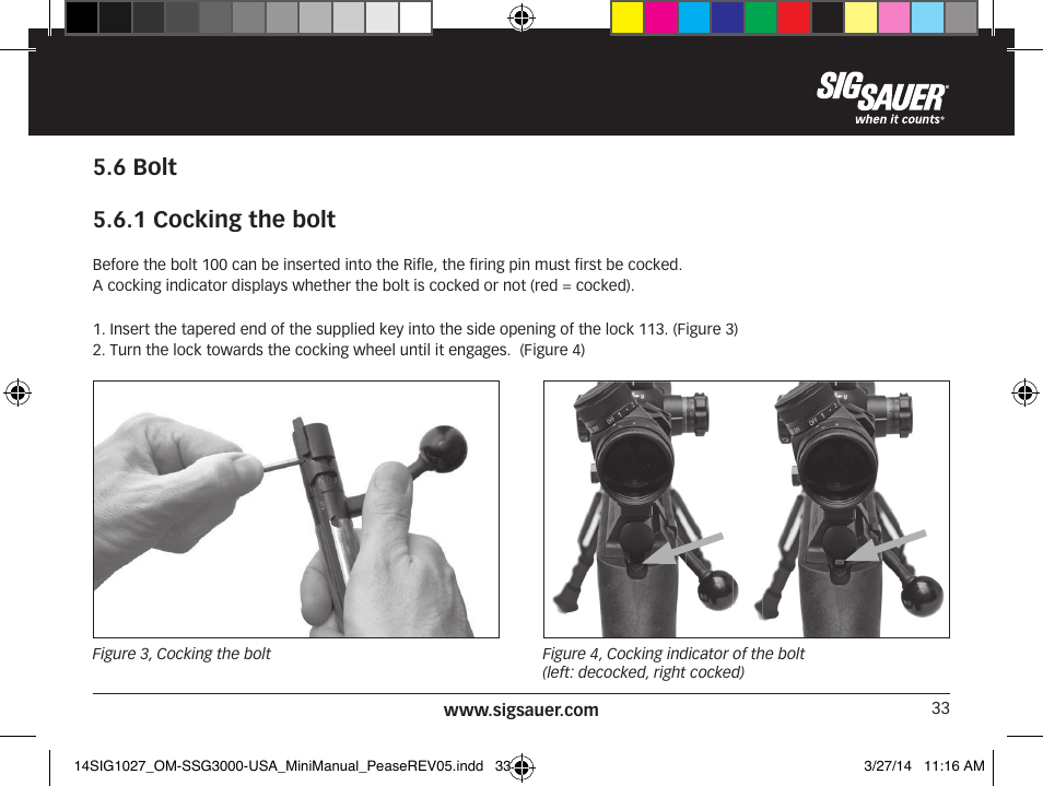 6 bolt 5.6.1 cocking the bolt | SIG SAUER SSG 3000 User Manual | Page 33 / 72