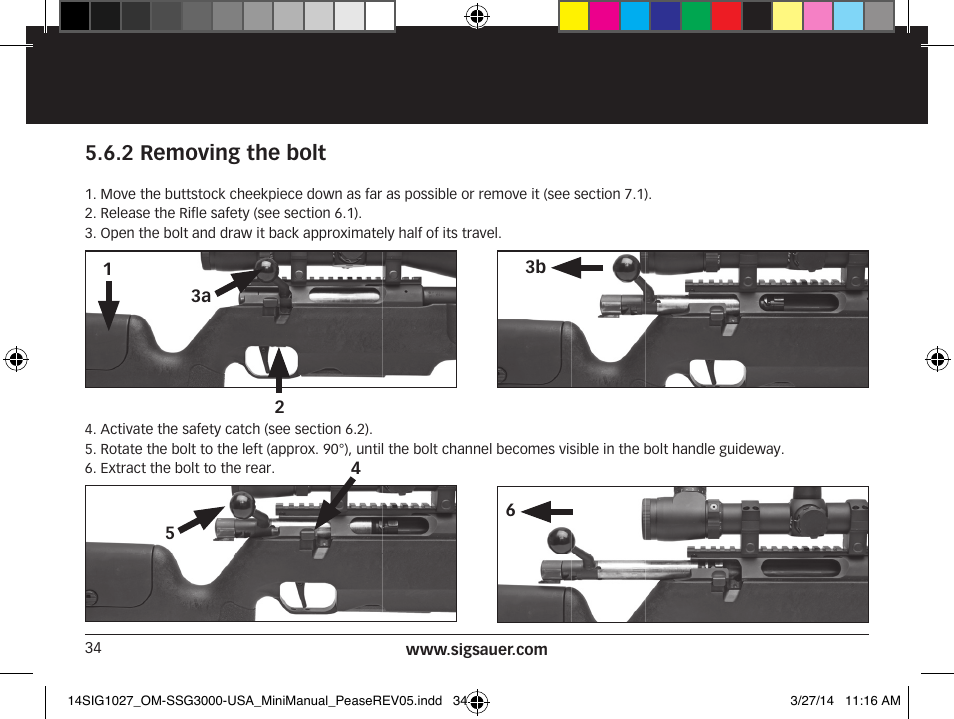 2 removing the bolt | SIG SAUER SSG 3000 User Manual | Page 34 / 72